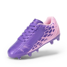 DREAM PAIRS Boys Girls Soccer Football Cleats Shoes for Little/Big Kid,Size 1 Little Kid,Purple/Pink,KKUMSO2409