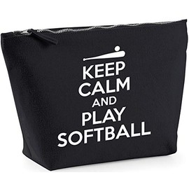 Hippowarehouse Keep calm and play softball printed make up cosmetic wash bag 18x19x9cm