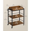 VASAGLE Kitchen Serving Cart with Removable Tray, 3-Tier Kitchen Utility