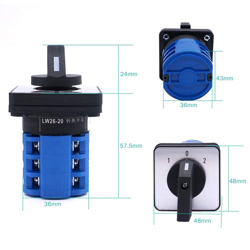 Taiss Universal Changeover Switch 20A 550V 3 Position 12 Terminals