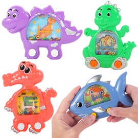 BANERLE 4 Pcs Animals Dinosaur Handheld Water Toss Ring Game Retro Pastime for Kids Adults Travel Game, Christmas Stocking Stuffers Dinosaur Toys Gifts Party Favors
