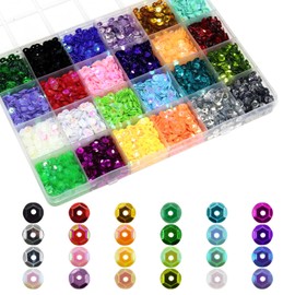 Troyune 24 Colors Loose Cup Sequins, 6mm Bulk Rainbow Round Sequin Iridescent Embroidery Sequins for DIY Craft Sewing Nail Festival Costume Decoration, 21600pcs
