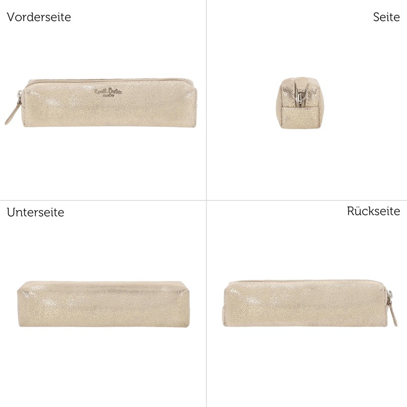 Gusti Addison Leather Pencil Case Silver Leather