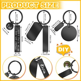 Gisafai 30 Pcs Engravable Stainless Steel Keychain Blanks Metal Blank for Laser Engraving 2025 DIY Crafts Gifts(Black)