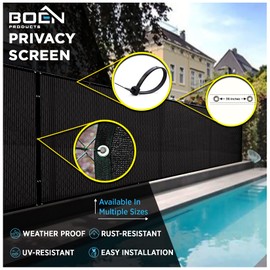 Boen - Backyard Privacy Screen Fence Covering 5' x 50' - Black - Instant Outdoor Privacy Fence Screen for Any Metal, Chain Link, Wood Panels or Plastic Fencing - Shade & Block Wind Privacy Wall