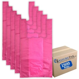 Burgundy Colored Unprinted Plastic T-Shirt Bags - 1/10 BBL 8"X4"X15" - 1500 Bags - 14 microns - Burgundy - For Retail, Commercial, Home