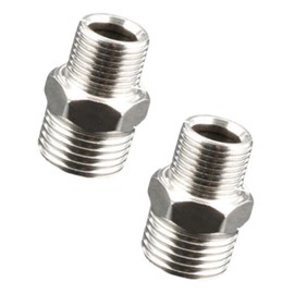 2Pcs Shower Adapter, Stainless Steel 1/2" BSP Male to 3/8" BSP Male Connector, Reducing Nipple Shower Hose Adapter for Pipe Conversion