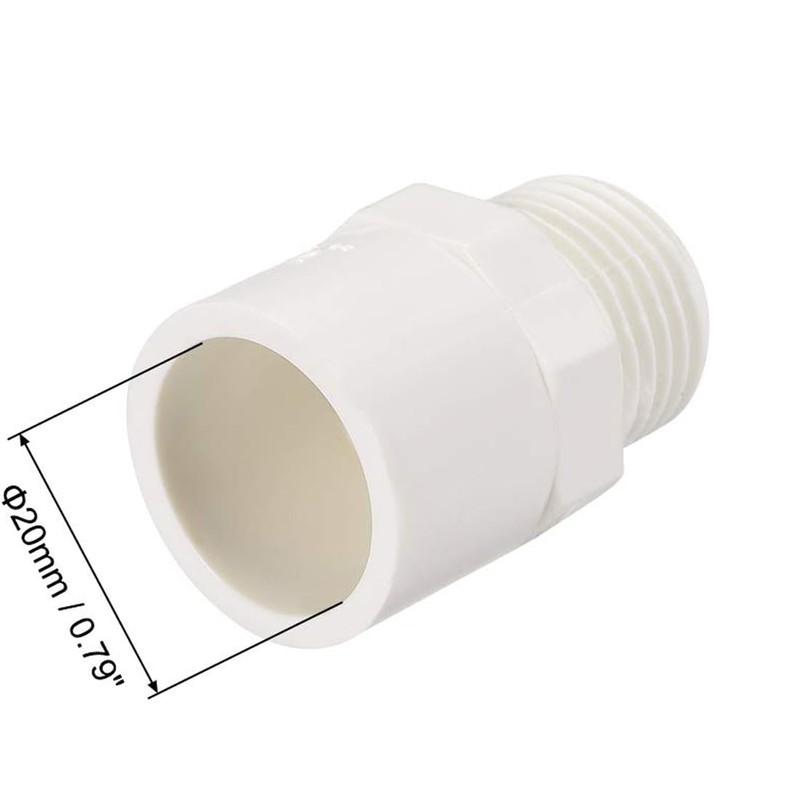 TOP-VIGOR 20Pcs PVC Pipe Fitting, 20mm Slip X G1/2 Male