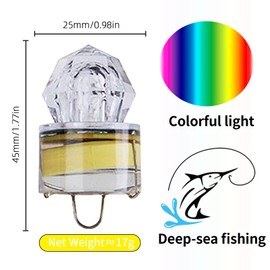 Btanriesl 10PCS LED Diamond Fishing Lights,Underwater Flasher Lures Light,Deep Drop Night Fishing Gear,Waterproof Flashing LED Fishing Lure Water-Activated Fishing Lamp for Saltwater Freshwater Tuna