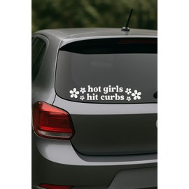 H-TRADINGS Hot Girls Hit Curbs Decal White Glossy Vinyl Sticker 9 X 2 Inches Cars,Windows, Tablet,Skateboard Snowmobiles,Trucks,Vans,Walls,Laptop