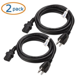 Cable Matters 2-Pack 16 AWG Heavy Duty 3 Prong Computer Monitor Power Cord 6 ft, UL Listed (NEMA 5-15P to IEC C13)