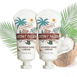 Crema De Manos Hidratante De Coco | 2 Piezes Coconut Oil Formula Moisturizing Hand Cream | Loción Hidratante Suave Con Extractos Vegetales For Piel Seca | Cuidado Otoño-invierno, 65g