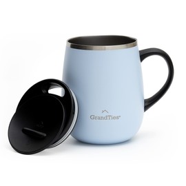 GRANDTIES Isolierter Kaffeebecher mit Griff – Schiebedeckel für spritzwassergeschützte 473 ml -Form Thermosbecher mit doppelwandigem Vakuum-Edelstahl, hält Getränke heiß & kalt – Glacier Lake