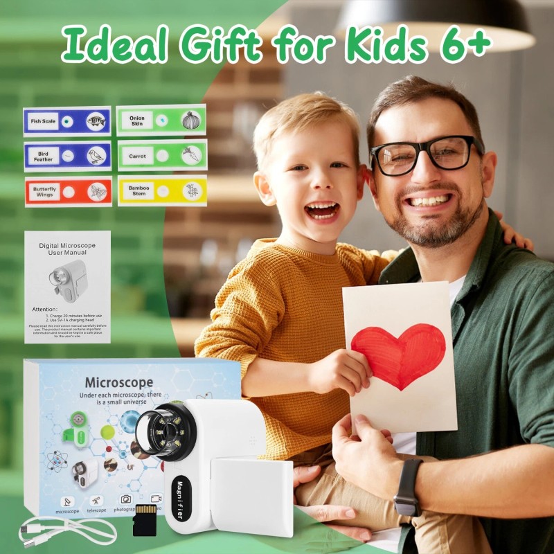 iMounTEK 4K Kids Microscope 2" IPS Screen 1000X Handheld Digital