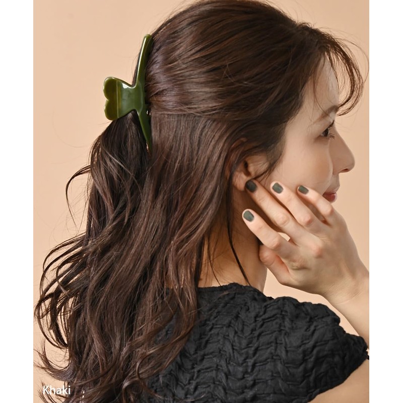 VingTAINE H7862-KHA- Hair Claw Heart, Thin Hair Clip, Hair Accessory,