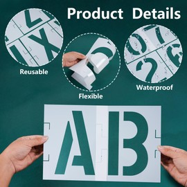 8 Inch Letter Stencils 42 Pcs ReusableTemplates Symbol Numbers Interlocking Stencil Kit Plastic Number Stencils for Wood,Wall,Paper,Fabric,Glass,Signage,DIY Art Projects