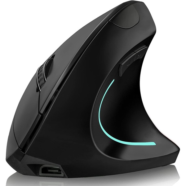 Vertical Mouse, Right Handed 2.4GHz Wireless Ergonomic Rechargeable Vertical Mouse