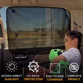 EcoNour Magnetic Car Side Window Sun Shade (2 Pack) | Rear Window Sunshade for Car Blocks UV Rays | Baby Car Shades for Side Windows Ensures Privacy Protection | Baby Car Travel Accessories (26"x19")