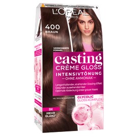 L'Oréal Paris Casting Crème Gloss Hair Dye, Ammonia-Free and Silicone-Free Nourishing Intensive Hair Dye with Crème Gloss, No. 400 Brown, Pack of 1