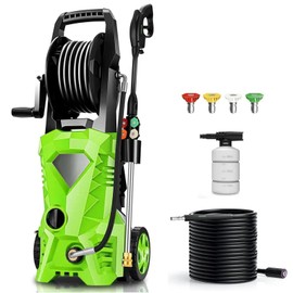 Imdot Pressure Cleaner High Power Cleaner with 4 Pressure Nozzle and Soap Bottle for Home, Car Washing, Fence Cleaning, Patio (Green)