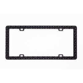 Creathome 3D Waffle Pattern Matt Black License Plate Frame from Pure Zinc Alloy Metal Perfect Plate Holder