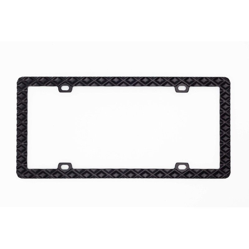 Creathome 3D Waffle Pattern Matt Black License Plate Frame from
