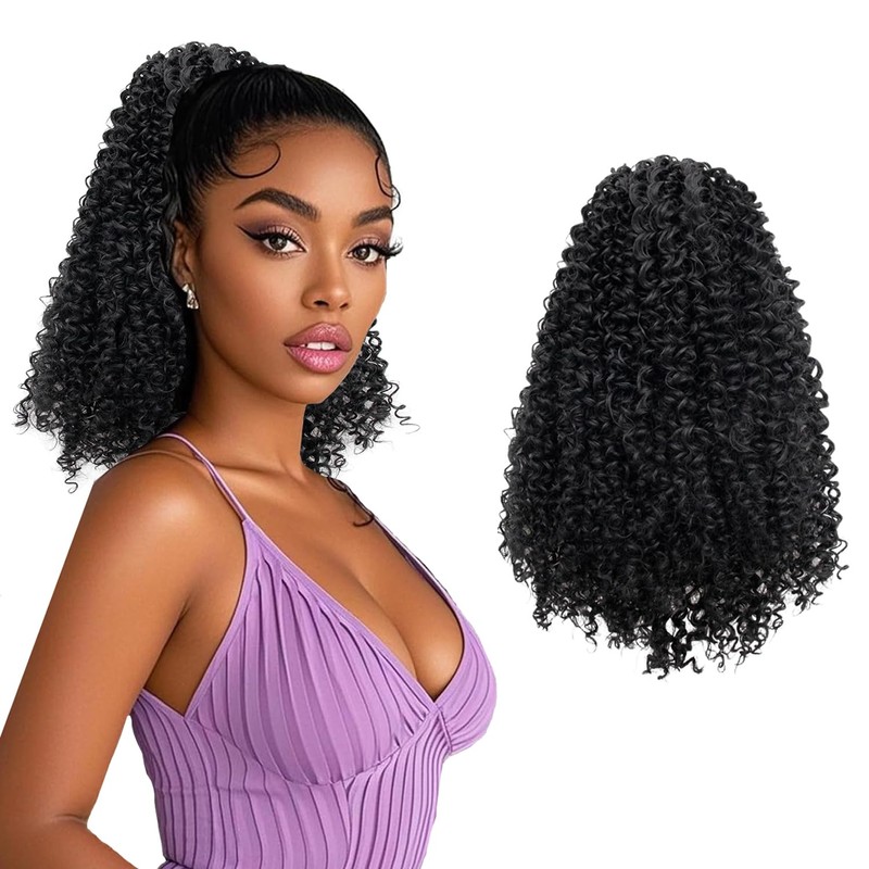 Drawstring Ponytail Extension 12Inch Short Kinky Curly Ponytail for Women