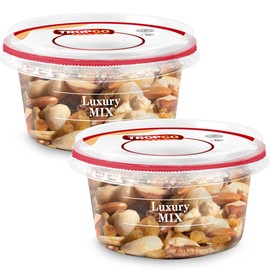 Tropgo Luxury Mix 180g Tub - Pack of 2 - Savoury Mixed Nuts in a Resealable and Recyclable Nut Tub - Guilt Free Trail Mix with Fibre Protein & Essential Minerals - Healthy Assorted Nuts for All Ages