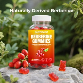 NutriNeat Berberine Gummies (60 Count), 2000mg High Potency Berberine Supplement, Plus Ceylon Cinnamon Chromium, Turmeric, Milk Thistle, ACV for Women & Men, Energy Boost & Metabolism Balanced