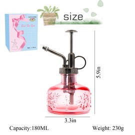 XXXFLOWER Glass Plant Mister Spray Bottle for Indoor Plant Spritzer Succulent Watering Bottle Tall Vintage Style with Bronze Plastic Top Pump