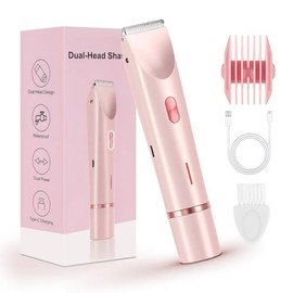 Dermave Bikini Shaver,Bikini Trimmer for Women,2 in 1 Dual Head Waterproof & Painless Electric Razors for Pubic Hair(Pink)