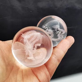 Tianigo Baoding Balls 2" inch Chinese Healthy Exercise Hand Massage Dragon and Phoenix Crysta Balls for Hand Therapy Stress Relief Hand Exercise Balls