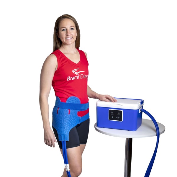 Brace Direct Blue Ice Cold Therapy Circulation Machine with Universal Pad- Back, Knee, Hip, Shoulder, Ankle- Quiet Cryotherapy Pain Relief for Post Surgical, Arthritis, and Swelling