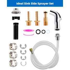 Hygie Rinse Universal Kitchen Sink Faucet Sprayer Head Attachment Compatible with Moen Faucet Sprayer Replacement, Kitchen Sink Side Sprayer with Transparent Hose/Holder, Chrome