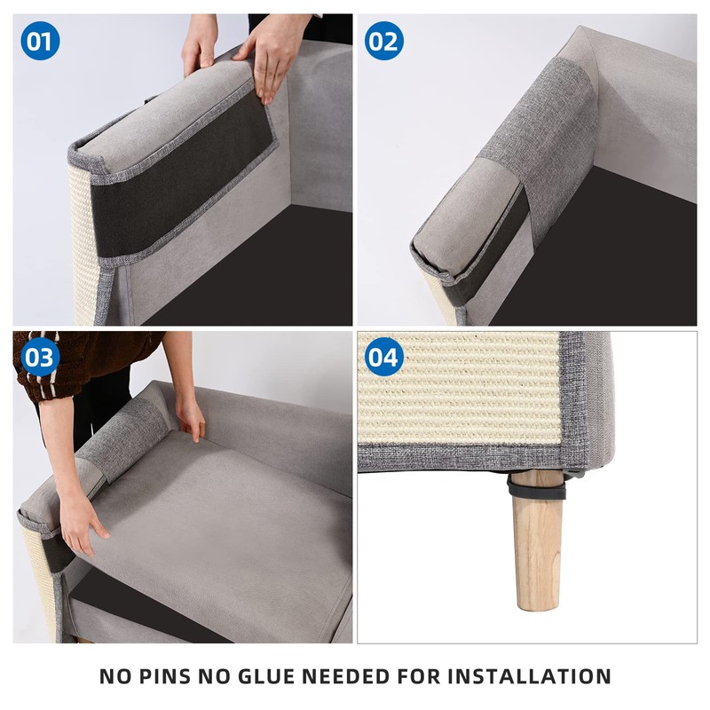 Cat Scratch Furniture Protector with Natural Sisal for Protecting Couch