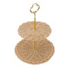 2 Tier Rattan Serving Standing Trays Round Woven Bread Fruit