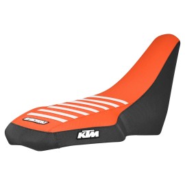 KTM 2008-2009 KTM ATV 450 505 525 Seat Cover  BLACK/ ORANGE/ WHITE ribs #324 LOGO