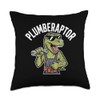 Plumbing Dinosaur T-Rex Pipe Wrench Dino Funny Plumber Throw Pillow