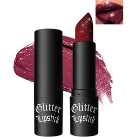 Labial Mate Con Purpurina De Diamante, Brillo De Labios Gótico, Rojo Vino Brillante, Alta Pigmentación, Larga Duración, Resistente Al Agua, A Prueba De Manchas Y No Se Transfiere, Brillo De L