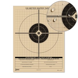Rite in the Rain 100 Meter Sniper Target, 8.5” x 11”, Tan, MILLIRADIANS, Improved A8, True MOA 100 Sheet Pack (No. 9131)