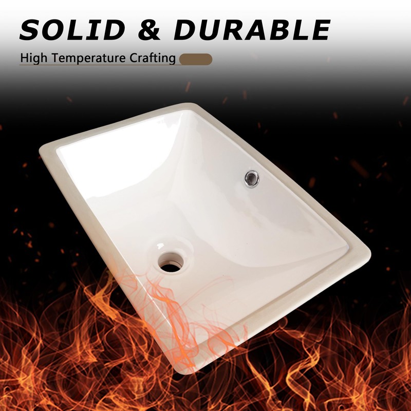 Lavie Craft Undermount Bathroom Sink,18" x 13" Rectangle Porcelain Finish