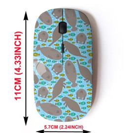 mouse inalámbrico de 2.4 G con bonito diseño de patrón para todas las computadoras portátiles y computadoras de computadora con nano receptor, bonito manatí de dibujos animados