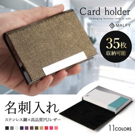 MALFY Business Card Holder, Card Case, Stainless Steel, Titanium Black, PU Leather, Magnetic Closure, Won't Break Business Cards, Holds 30 Cards, Thin, Business Card Case, Unisex, 11 Colors, white