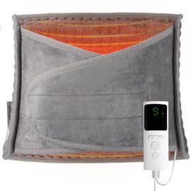 Electric Heating Pad, Wireless Lumbar Heating Belt, 9 Heat Settings, 4 Timer Settings, Back Heating Pad Machine Washable from 40 C to 60 C, 125 x 30 cm, Grey