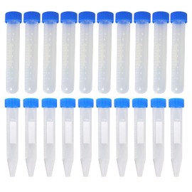 HUAZIZ 20 x Centrifuge Tubes, 10 ml Test Tubes, Plastic Centrifuge Tube with Blue Screw Cap, Graduated Sample Container, Sample Tube for Laboratory Chemistry Experiments
