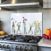 DAIFURONGE Tempered Glass Backsplash For Kitchen Behind Stove,Flower Bottle Stove