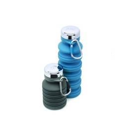 Joie Collapsible Water Bottle On The Go with Carabiner, Expands from 7.5 Ounces up to 16 Ounces, Silicone, Leak-Proof, BPA-Free, Space-Saving for Travel and Hiking, Colors May Vary