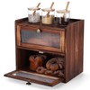 Cabilock Wooden Bread Box for Kitchen Storage - Double Layer