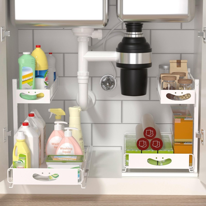 Uninol Under Sink Organizer with Pull-Out Drawers,Kitchen Sink Organizer,2 Tier
