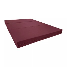Danfuton Burgundy Full Trifold Foam Bed, Shikibuton, Foldable Ottoman Mattress 6 x 54x 75